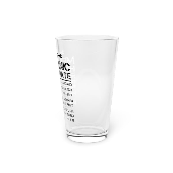 Gift for Gearheads Mechanic Rates Funny Pint Glass, 16oz Beer Tumbler