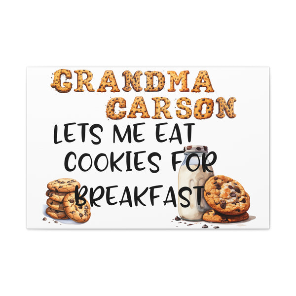 Gifts for Grandma Personalized Cookie for Breakfast Sign Canvas Home Decor