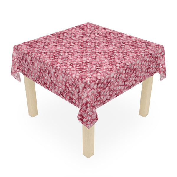 Pink White Snowflake Pattern Tablecloth Décor Holiday