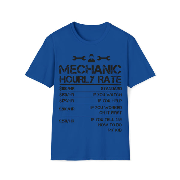Gift for Gearheads Funny Mechanic Rates Unisex Softstyle T-Shirt for Guys