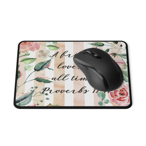 Friend Bible Verse Non-Slip Mouse Pads Home Office Décor Pink Roses Christian