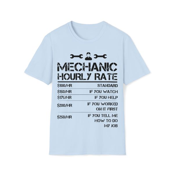 Gift for Gearheads Funny Mechanic Rates Unisex Softstyle T-Shirt for Guys
