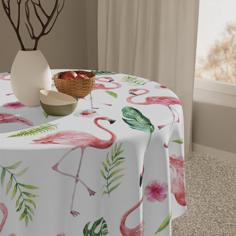Flamingo Tropical Leaves Beach House Tablecloth Home Décor