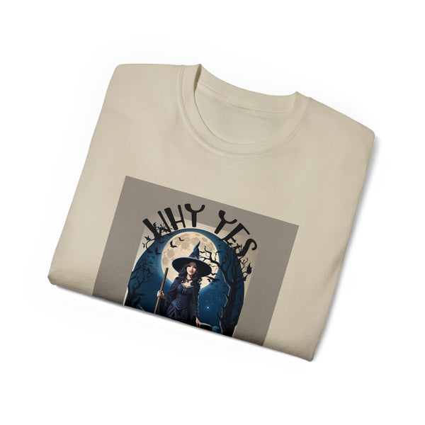 Why Yes, I Can Drive a Stick Witch Halloween Unisex Ultra Cotton Tee