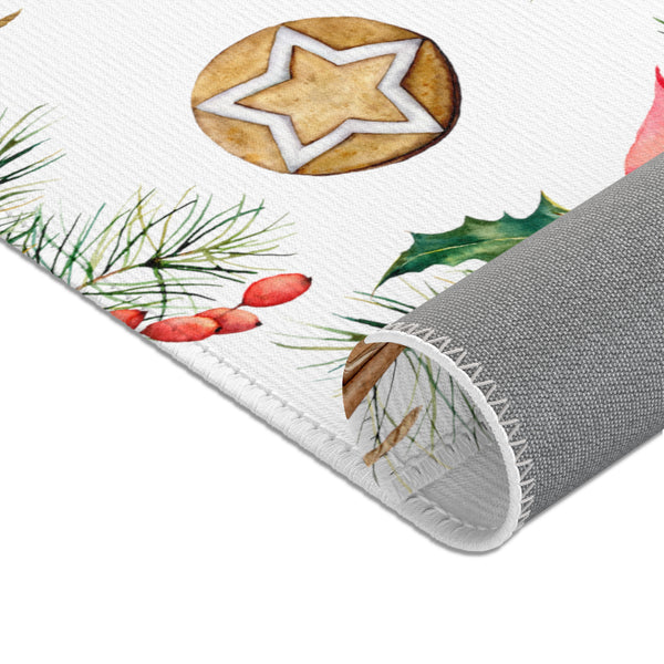 Christmas Home Decor Poinsettia Cookie Area Rugs 3 Sizes Durable