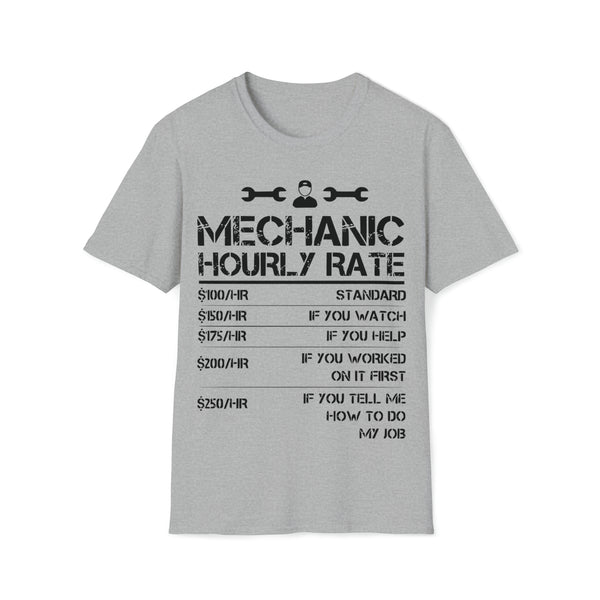 Gift for Gearheads Funny Mechanic Rates Unisex Softstyle T-Shirt for Guys