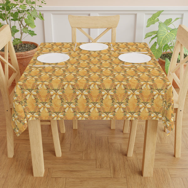 Gold Bow Pattern Tablecloth Holiday Décor