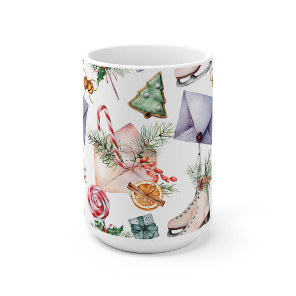 Savor Christmas with Watercolor Skates & Cookies Mug 2 Sizes Durable