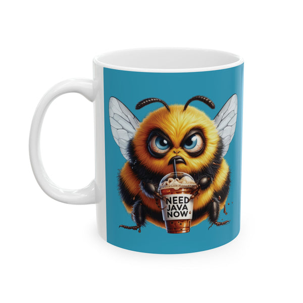 Grumpy Bee Coffee Mug – Funny Cute Insect Cup | Need Java Now Morning Gift