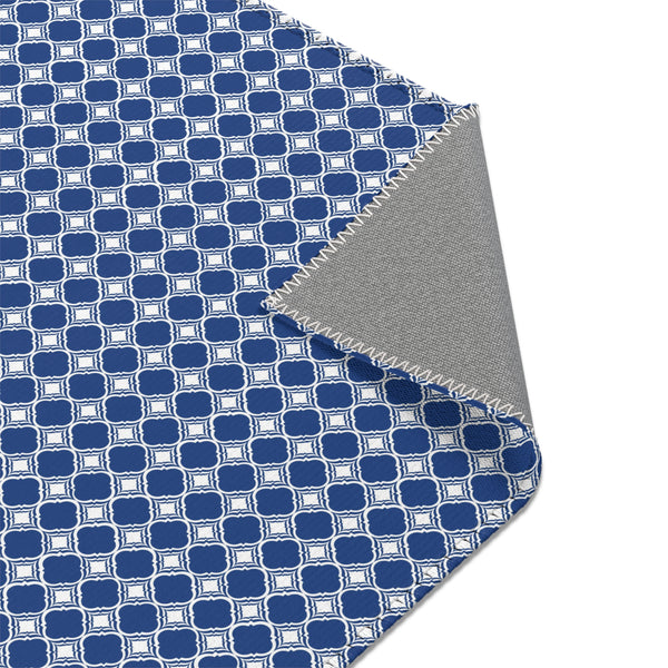 Blue White Geometric Pattern Area Rugs 3 Sizes Versatile Durable