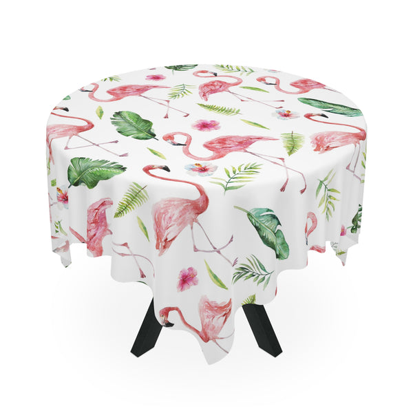 Flamingo Tropical Leaves Beach House Tablecloth Home Décor