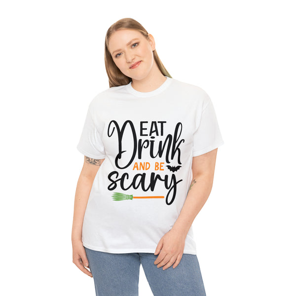 Eat Drink and Be Scary Halloween Unisex Heavy Cotton Tee 3 colors