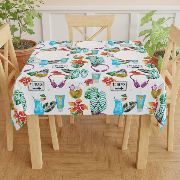 Beach House Tropical Drinks Flowers Tropical Tablecloth Décor