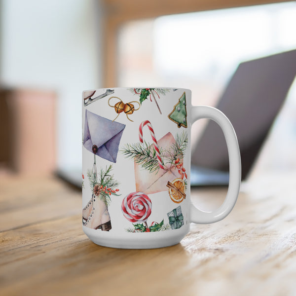 Savor Christmas with Watercolor Skates & Cookies Mug 2 Sizes Durable