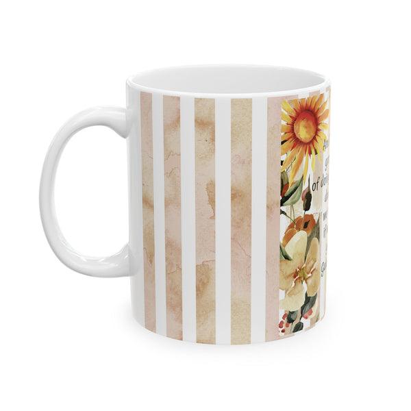 Christian Coffee Mug – Sunflower Floral Cup with Galatians 6:9 Bible Verse