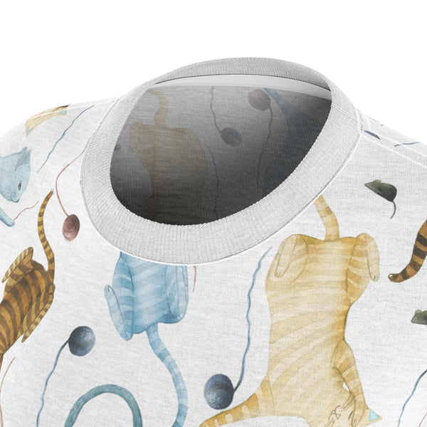 Cat Lovers Women's Cut & Sew Tee (AOP) Playful Kitten Shirt for Women