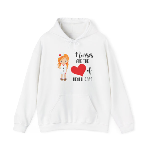 Redhead Nurse Hoodie Sweatshirt Heart of Healthcare, Nurse Hooded Sweatshirt