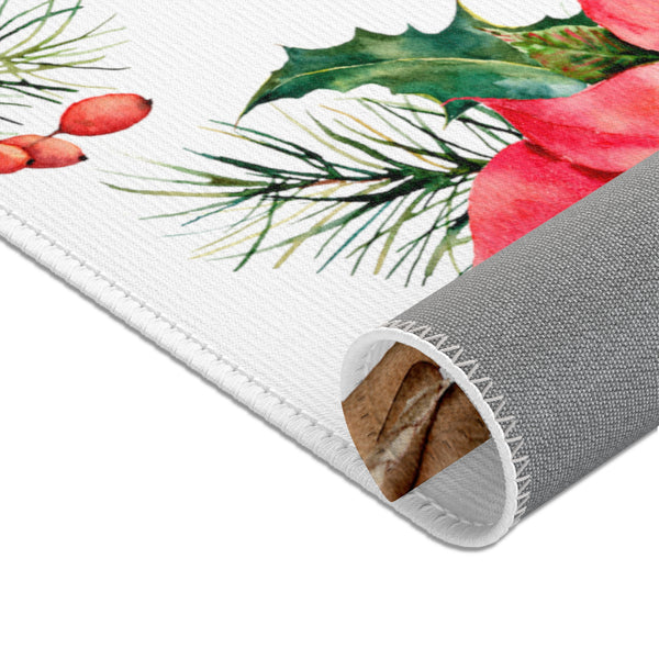 Christmas Home Decor Poinsettia Cookie Area Rugs 3 Sizes Durable