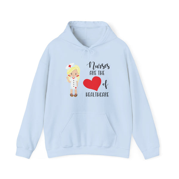 Blonde Nurse Hoodie Sweatshirt Heart of Healthcare, Nurse Hooded Sweatshirt