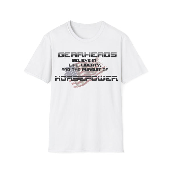 Gifts for Gearheads Pursuit of Horsepower American Flag Unisex Softstyle T-Shirt