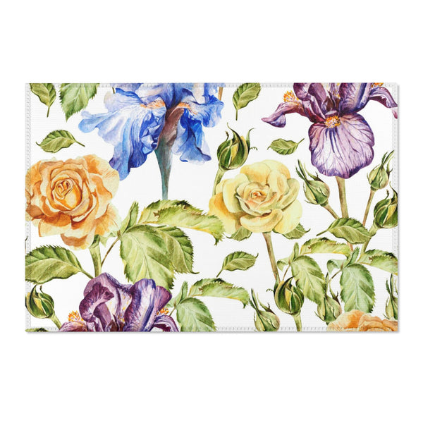 Purple Blue Iris Flower Area Rugs Home Décor Floral 3 Sizes