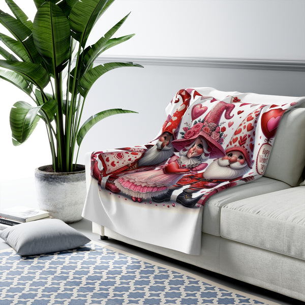 Gifts for Gnome Lovers Valentines Day Sherpa Fleece Blanket 2 Sizes