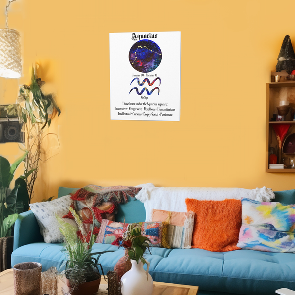 Zodiac Wall Art Aquarius Sign Print 8x10 Canvas Gallery Wraps