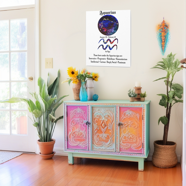 Zodiac Wall Art Aquarius Sign Print 8x10 Canvas Gallery Wraps