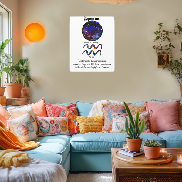 Zodiac Wall Art Aquarius Sign Print 8x10 Canvas Gallery Wraps