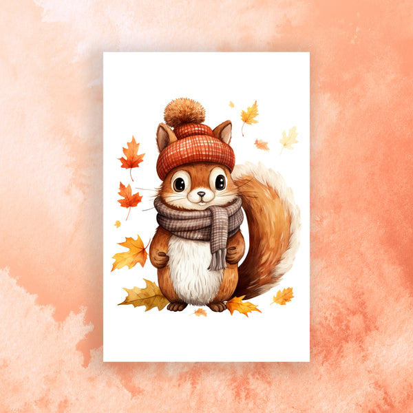 10 Handmade Autumn Animals – Blank Inside – Folded 4x6 Every Occasion Cards with White Envelopes