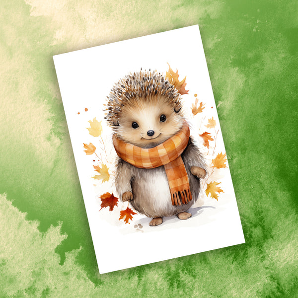 10 Handmade Autumn Animals – Blank Inside – Folded 4x6 Every Occasion Cards with White Envelopes