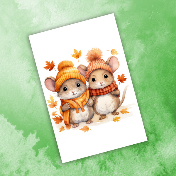 10 Handmade Autumn Animals – Blank Inside – Folded 4x6 Every Occasion Cards with White Envelopes