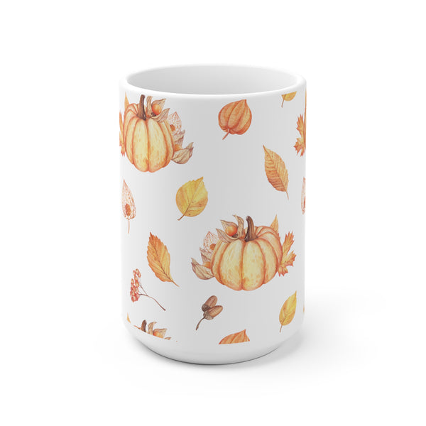 Autumn Fall Leaves Pumpkin Coffee Mug 2-Sizes 11oz/15oz Dishwasher Microwave Safe