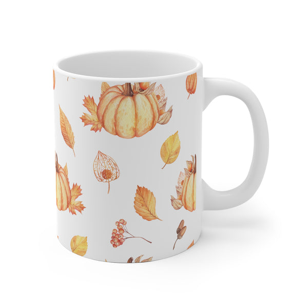 Autumn Fall Leaves Pumpkin Coffee Mug 2-Sizes 11oz/15oz Dishwasher Microwave Safe