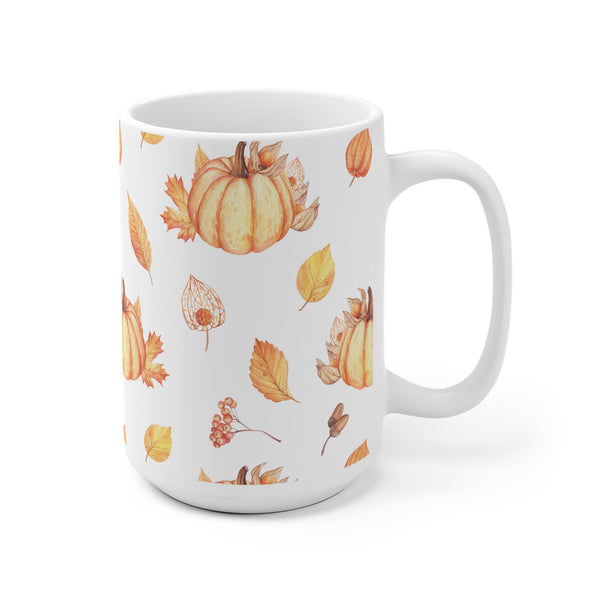 Autumn Fall Leaves Pumpkin Coffee Mug 2-Sizes 11oz/15oz Dishwasher Microwave Safe