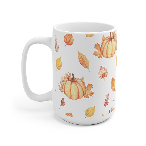 Autumn Fall Leaves Pumpkin Coffee Mug 2-Sizes 11oz/15oz Dishwasher Microwave Safe