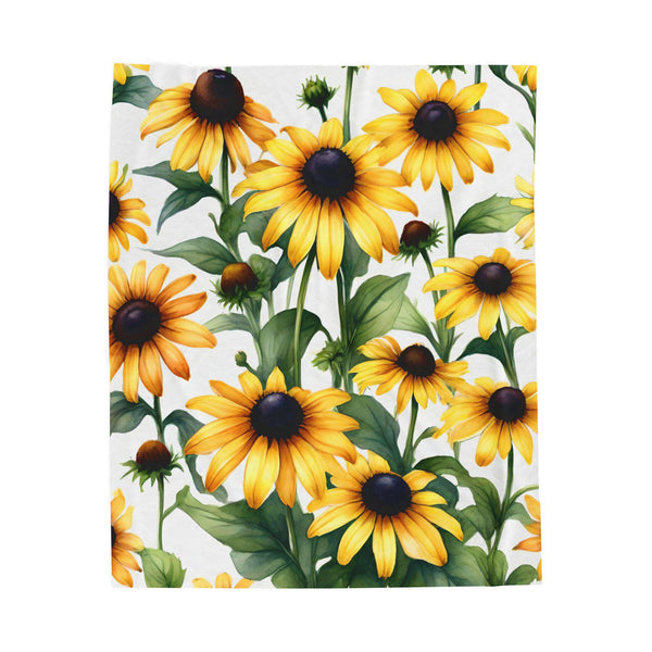 Black Eyed Susan Velveteen Plush Blanket for Cozy Vibes, Perfect Gift for Home Decor, Fall, Birthdays, Housewarming, or Relaxation