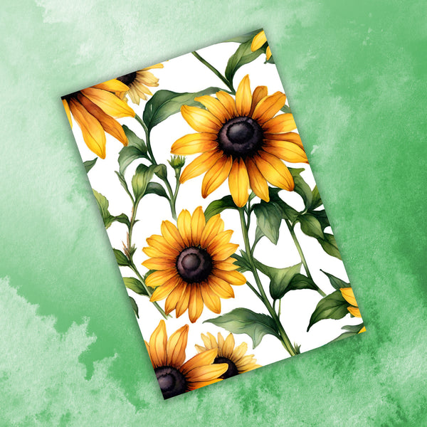 6 Handmade Black Eyed Susans – Blank Inside – Folded 4x6 Every Occasion Cards with White Envelopes