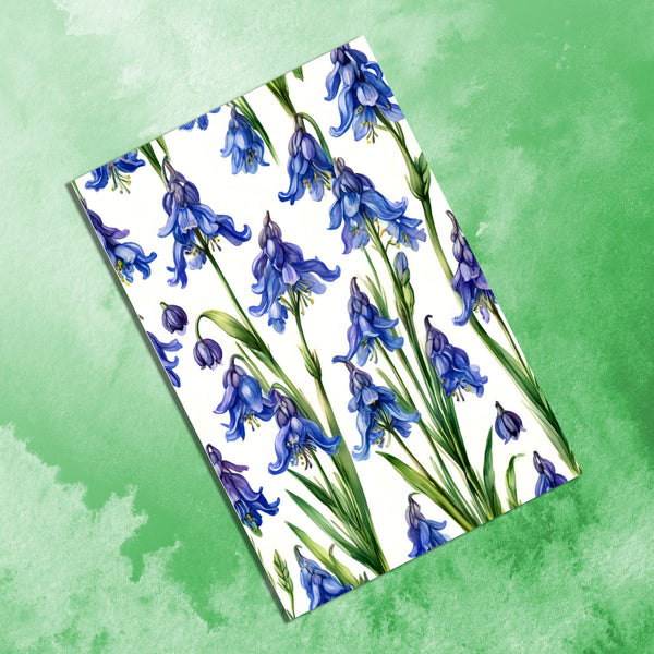 6 Handmade Bluebells – Blank Inside – Folded 4x6 Every Occasion Cards with White Envelopes