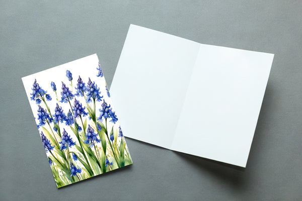 6 Handmade Bluebells – Blank Inside – Folded 4x6 Every Occasion Cards with White Envelopes