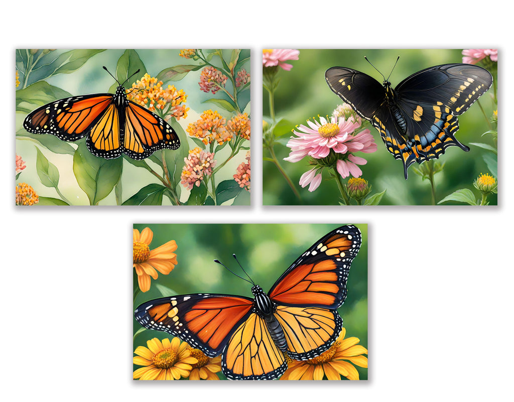 6 Handmade Butterflies – Blank Inside – Folded 4x6 Every Occasion Cards with White Envelopes