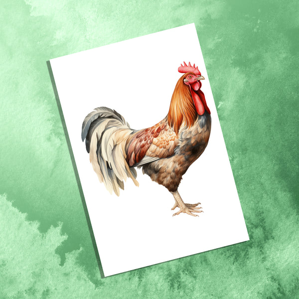 10 Handmade Chickens – Blank Inside – Folded 4x6 Every Occasion Cards with White Envelopes