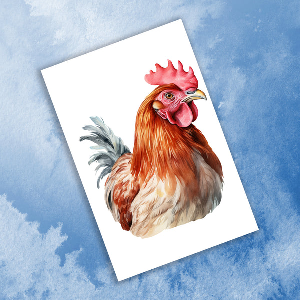10 Handmade Chickens – Blank Inside – Folded 4x6 Every Occasion Cards with White Envelopes