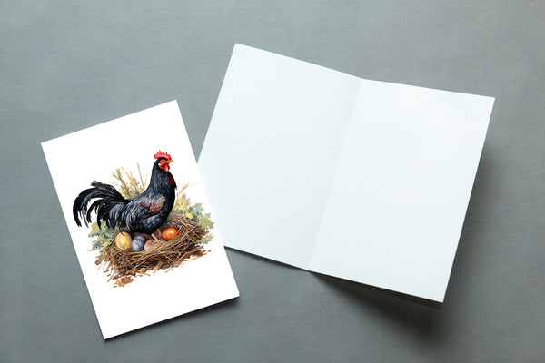 10 Handmade Chickens – Blank Inside – Folded 4x6 Every Occasion Cards with White Envelopes