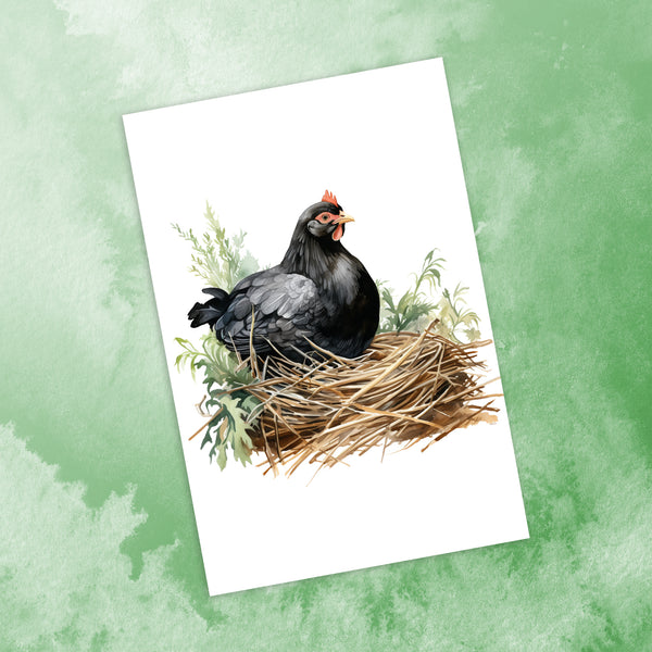 10 Handmade Chickens – Blank Inside – Folded 4x6 Every Occasion Cards with White Envelopes
