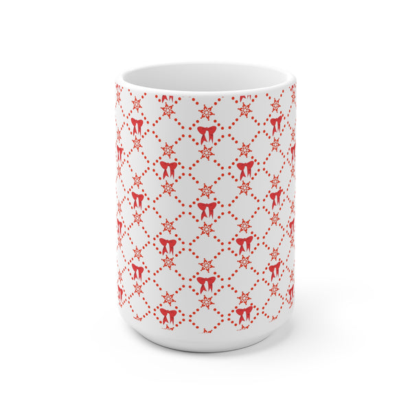 Christmas Mug with Red Bows White Ceramic Holiday Cheer 2-sizes