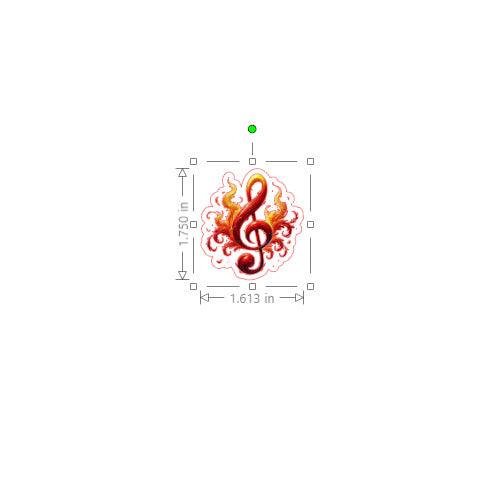Decorative design with a flame-like treble clef on a white background