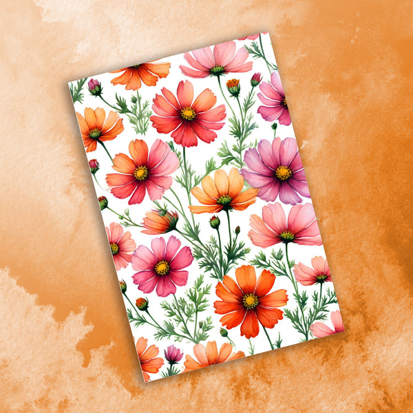 6 Handmade Cosmos – Blank Inside – Folded 4x6 Every Occasion Cards with White Envelopes