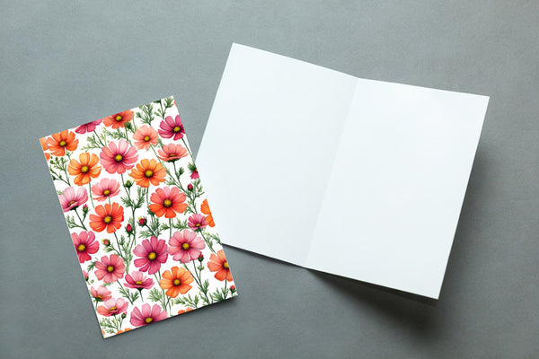 6 Handmade Cosmos – Blank Inside – Folded 4x6 Every Occasion Cards with White Envelopes