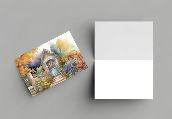 10 Handmade Cottage Gardens – Blank Inside – Folded 4x6 Every Occasion Cards with White Envelopes